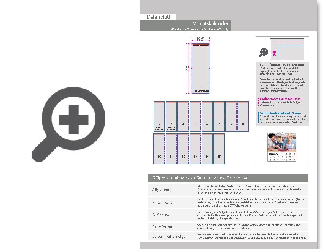 Product Bild monatskalender_15_blatt_(12_monate_+_3_deckbl__tter)__einseitig_bedruckt_4_0_farbig__14_8_x_42_0_cm