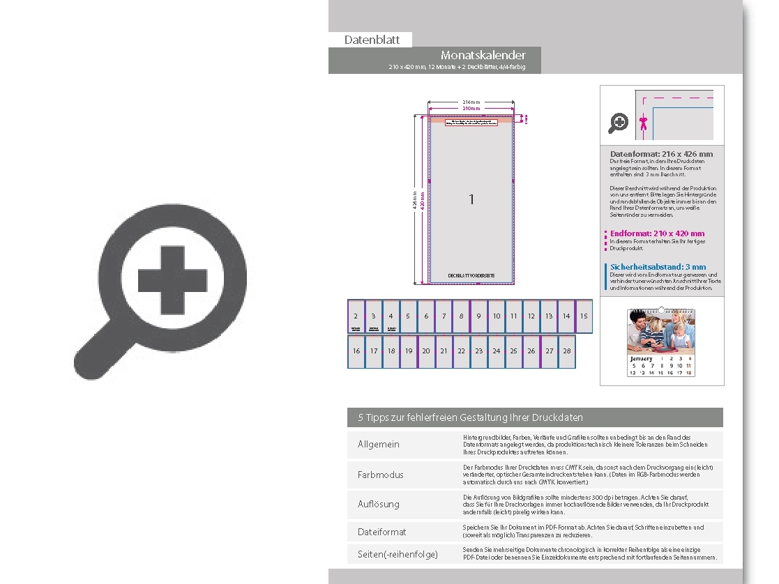Product Bild monatskalender_14_blatt_(12_monate_+_2_deckbl__tter)__beidseitig_bedruckt_4_4_farbig__21_0_x_42_0_cm