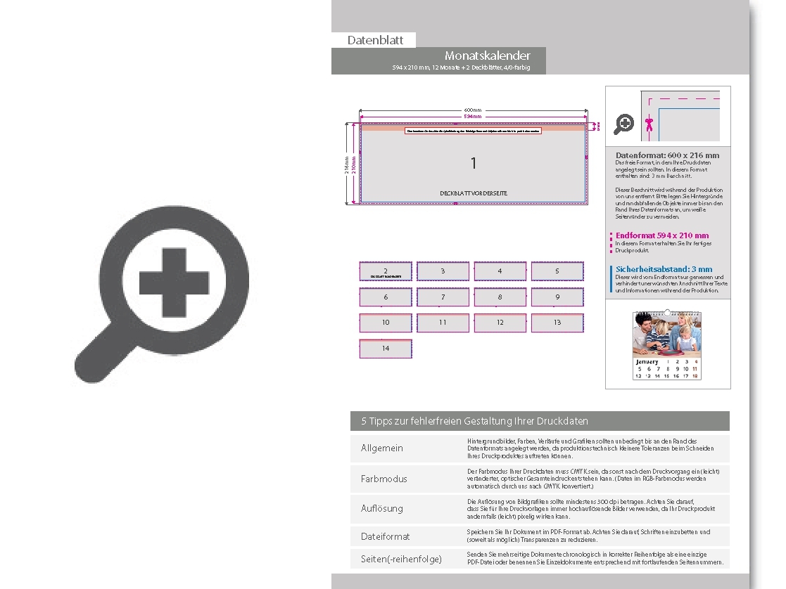 Product Bild monatskalender_14_blatt_(12_monate_+_2_deckbl__tter)__einseitig_bedruckt_4_0_farbig__59_4_x_21_0_cm