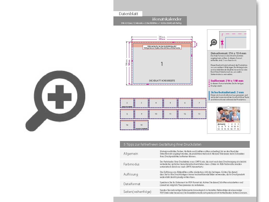 Product Bild monatskalender_15_blatt_(12_monate_+_2_deckbl__tter_+_1_schlussblatt)__einseitig_bedruckt_4_0_farbig__din_a5_quer_(210_x_148_mm)