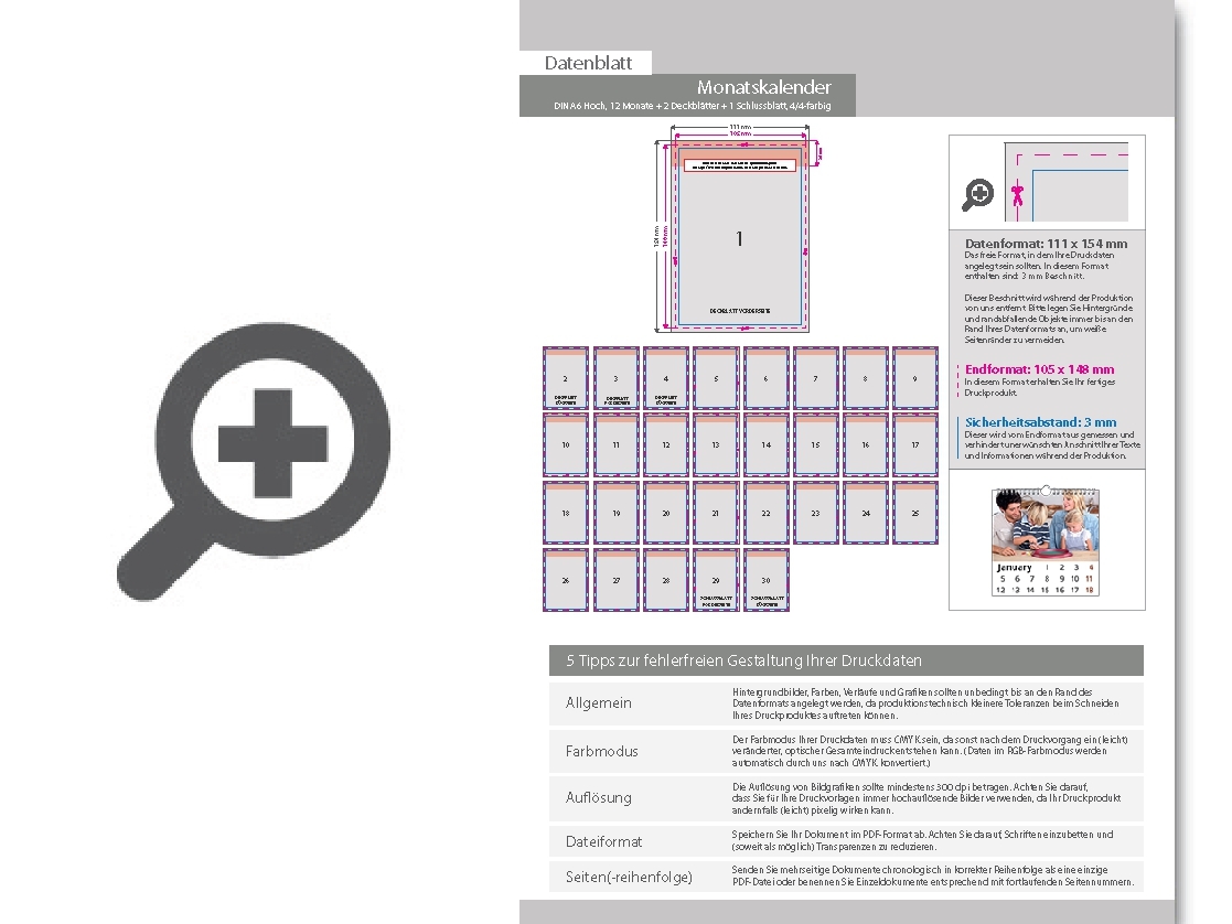 Product Bild monatskalender_15_blatt_(12_monate_+_2_deckbl__tter_+_1_schlussblatt)__beidseitig_bedruckt_4_4_farbig__din_a6_hoch_(105_x_148_mm)